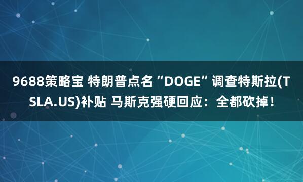 9688策略宝 特朗普点名“DOGE”调查特斯拉(TSLA.US)补贴 马斯克强硬回应：全都砍掉！