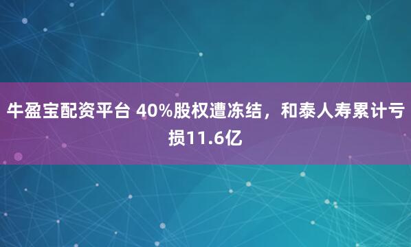 牛盈宝配资平台 40%股权遭冻结，和泰人寿累计亏损11.6亿