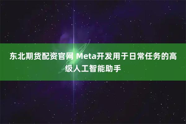 东北期货配资官网 Meta开发用于日常任务的高级人工智能助手